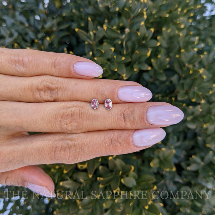 0.50 Ct.Tw. Padparadscha Sapphire Studs Earrings, 14K White Gold