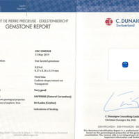 3.21 Ct. Sapphire Natural Diamond Halo Ring, Platinum 950 Scan Report