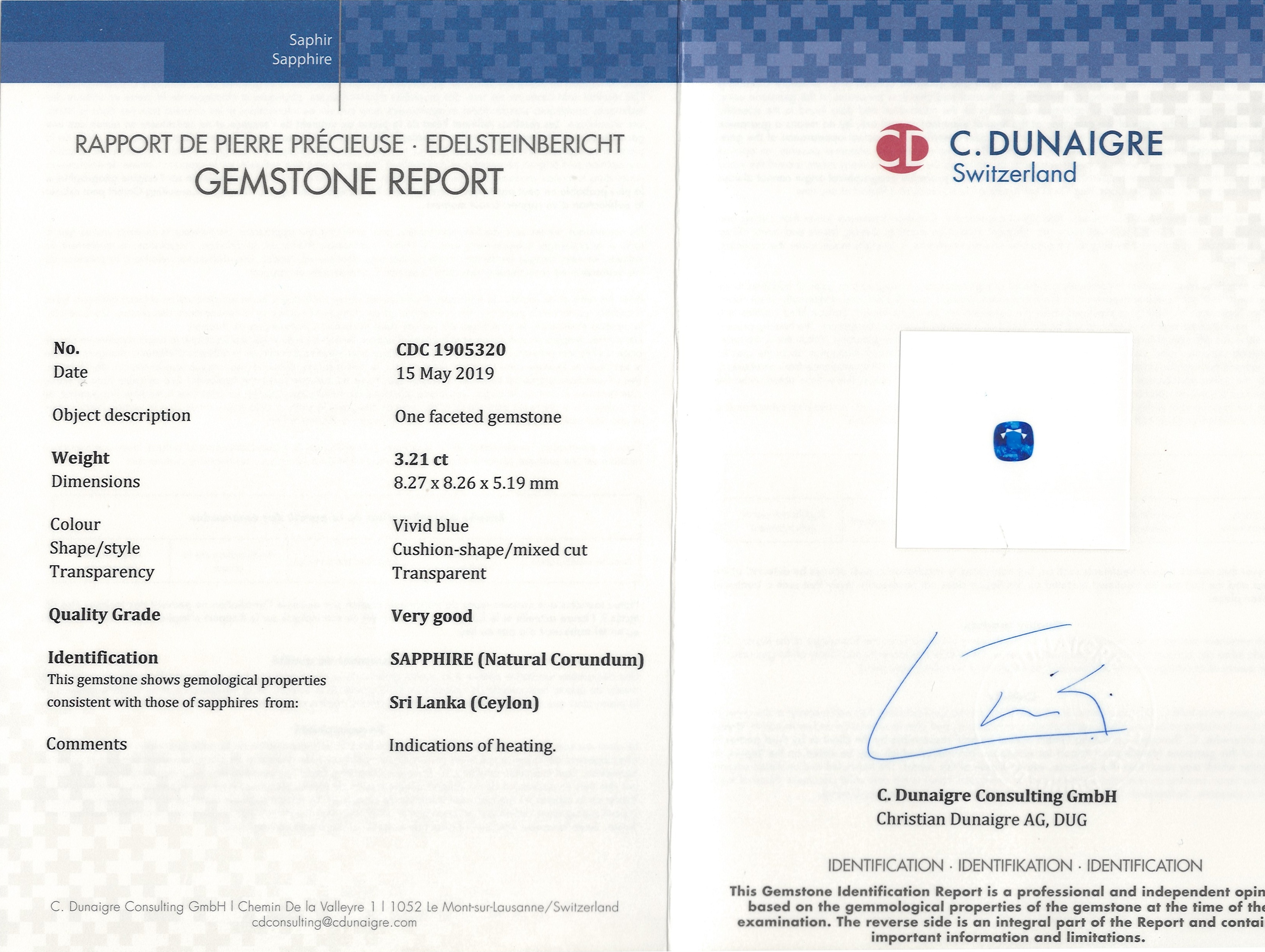 3.21 Ct. Blue Sapphire and Natural Diamond Halo Ring, Platinum 950