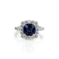 3.21 Ct. Sapphire Natural Diamond Halo Ring, Platinum 950 Video