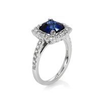 3.21 Ct. Blue Sapphire and Natural Diamond Halo Ring, Platinum 950 Image