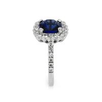 3.21 Ct. Sapphire Natural Diamond Halo Ring, Platinum 950 Image