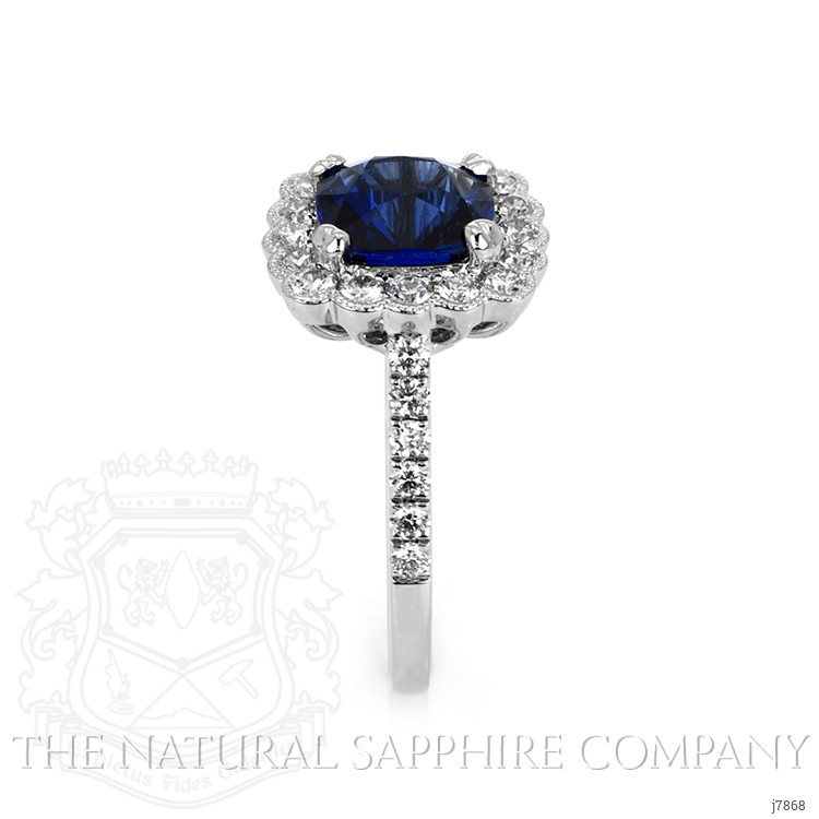 3.21 Ct. Blue Sapphire and Natural Diamond Halo Ring, Platinum 950