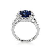 3.21 Ct. Sapphire Natural Diamond Halo Ring, Platinum 950 Image