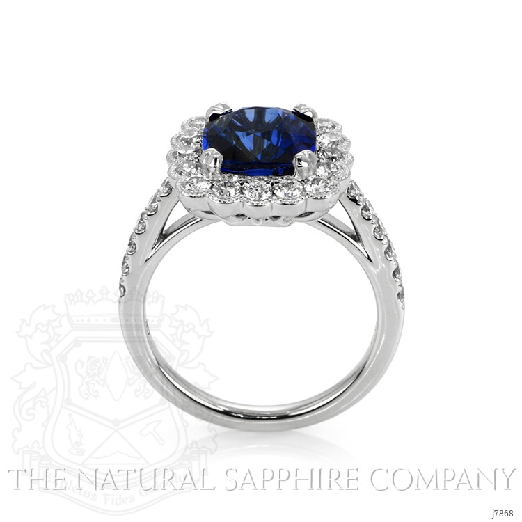 3.21 Ct. Blue Sapphire and Natural Diamond Halo Ring, Platinum 950