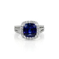 4.11 Ct. Blue Sapphire and Natural Diamond Pave Ring, Platinum 950 Video