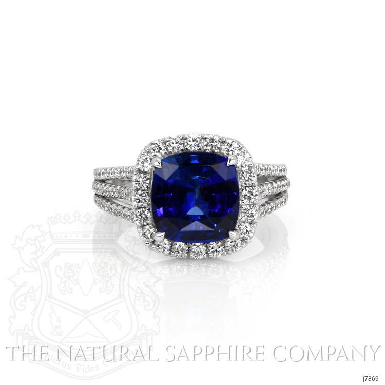 4.11 Ct. Blue Sapphire and Natural Diamond Pave Ring, Platinum 950