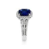 4.11 Ct. Blue Sapphire and Natural Diamond Pave Ring, Platinum 950 Image