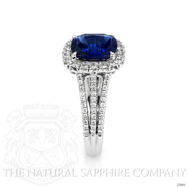 4.11 Ct. Blue Sapphire and Natural Diamond Pave Ring, Platinum 950