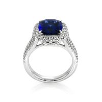 4.11 Ct. Blue Sapphire and Natural Diamond Pave Ring, Platinum 950 Image