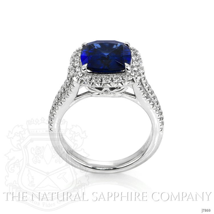 4.11 Ct. Blue Sapphire and Natural Diamond Pave Ring, Platinum 950