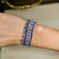 6.08 Ct.Tw. Blue Sapphire Tennis/Line Bracelet, 14K White Gold Life Style