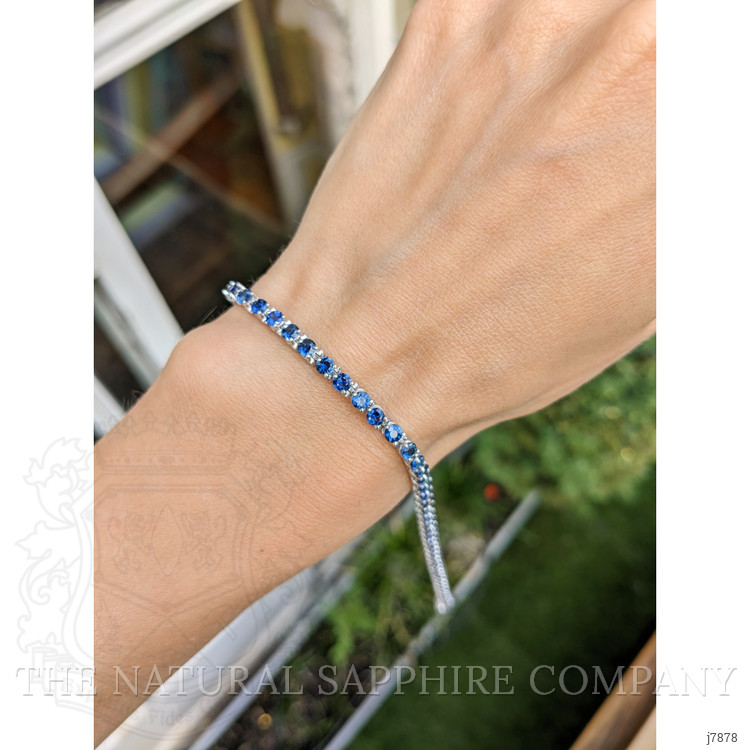 6.10 Ct.Tw. Blue Sapphire Tennis/Line Bracelet, 14K White Gold