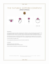 3.59 Ct. Pink Sapphire and Natural Diamond Three Stone Ring, Platinum 950 Appraisal