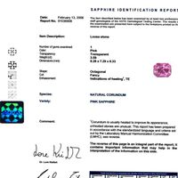 3.59 Ct. Pink Sapphire and Natural Diamond Three Stone Ring, Platinum 950 Scan Report