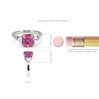 3.59 Ct. Pink Sapphire and Natural Diamond Three Stone Ring, Platinum 950 Image