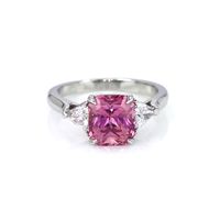 3.59 Ct. Pink Sapphire and Natural Diamond Three Stone Ring, Platinum 950 Video