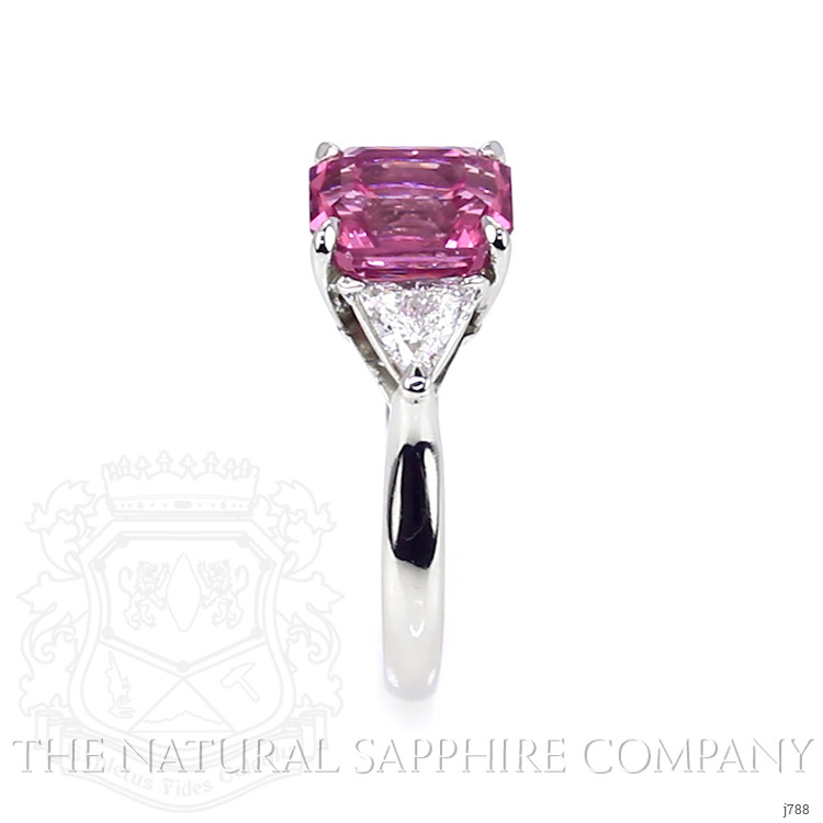 3.59 Ct. Pink Sapphire and Natural Diamond Three Stone Ring, Platinum 950