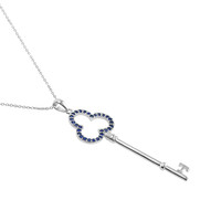 0.90 Ct. Blue Sapphire Accent Stones Pendant, Silver Image