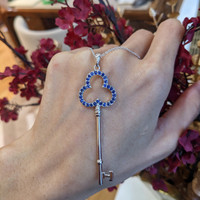 0.90 Ct. Blue Sapphire Accent Stones Pendant, Silver Life Style