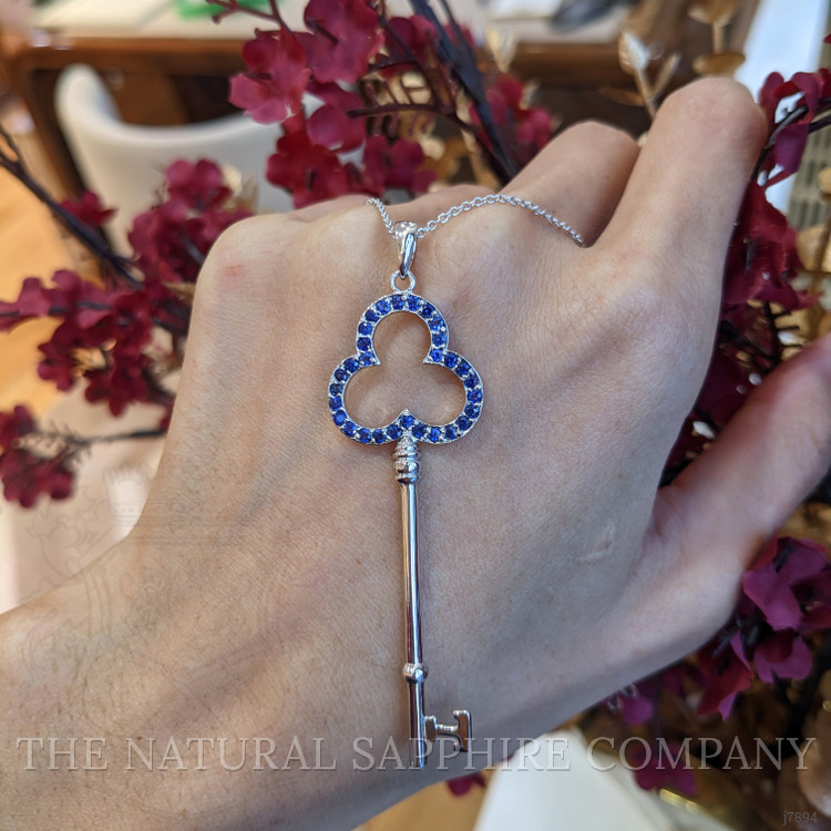 0.90 Ct. Blue Sapphire Accent Stones Pendant, Silver