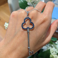 0.90 Ct. Blue Sapphire Accent Stones Pendant, Silver Life Style