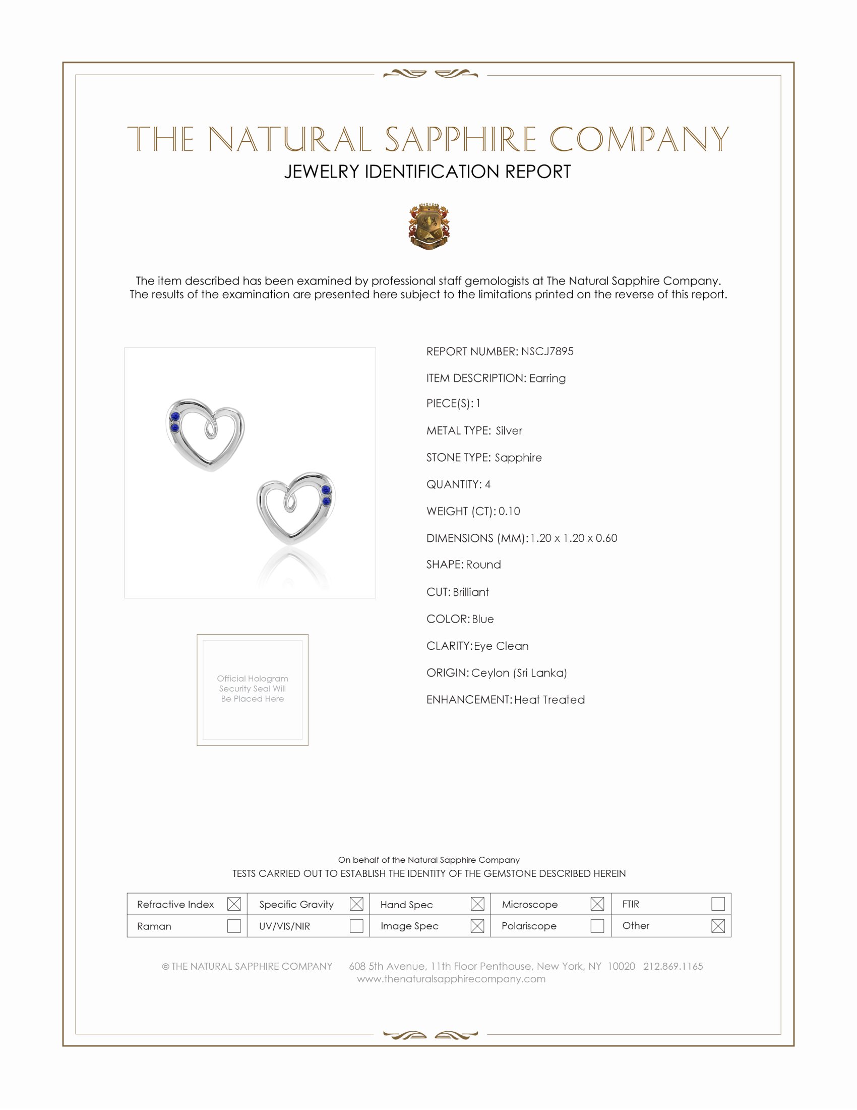 0.10 Ct.Tw. Blue Sapphire Studs Earrings, Silver