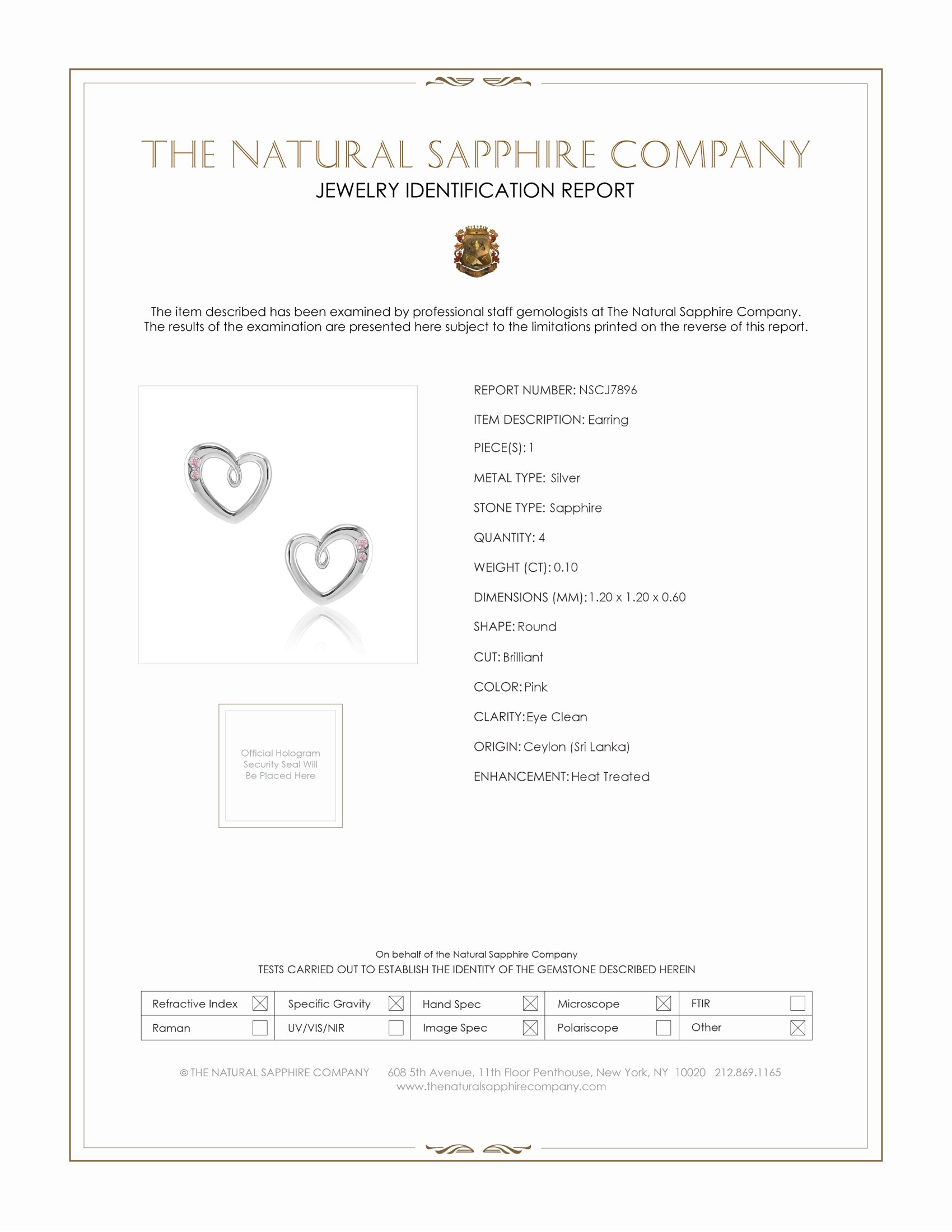 0.10 Ct.Tw. Pink Sapphire Studs Earrings, Silver