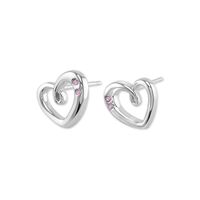 0.10 Ct.Tw.Total Carat Weight Pink Sapphire Studs Earrings, Silver Image