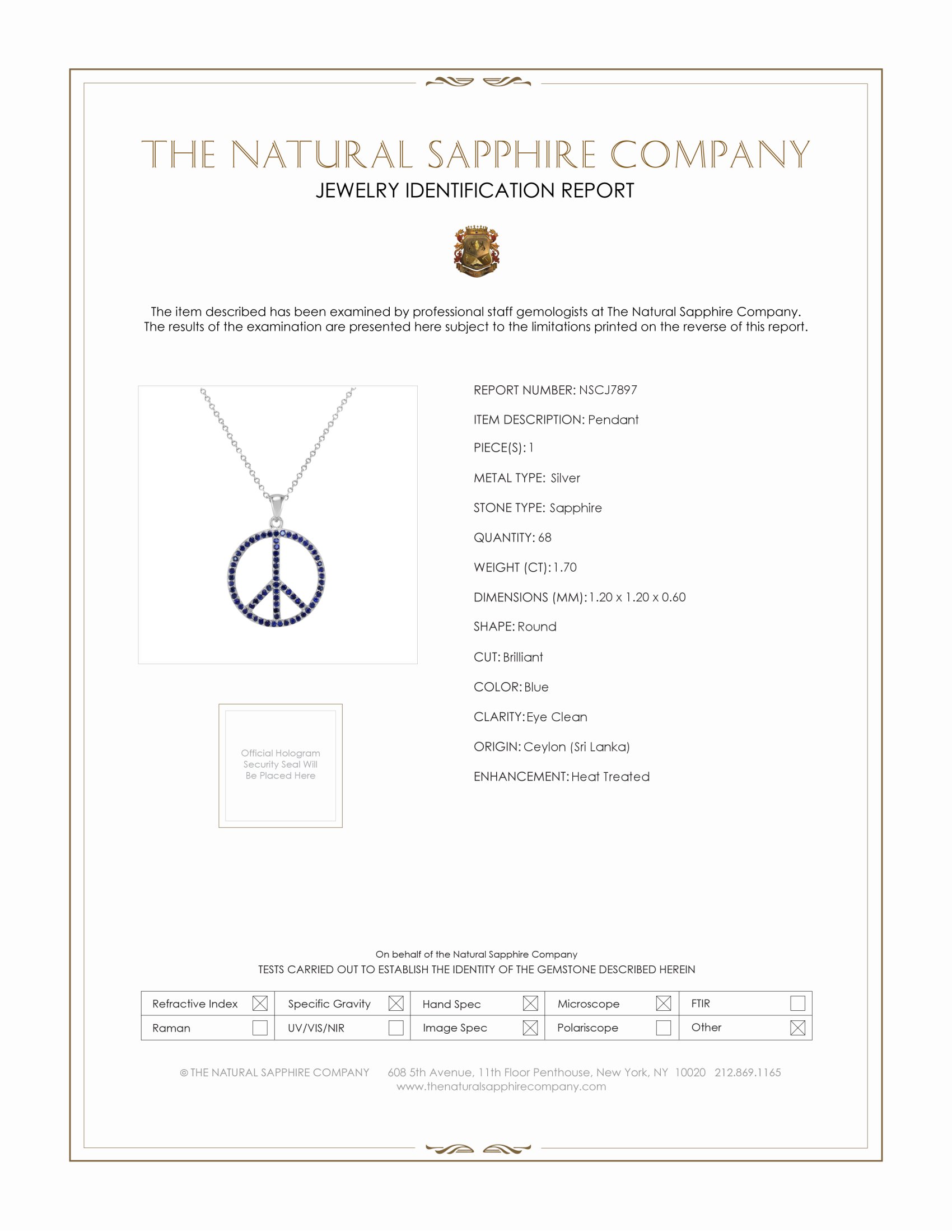 1.70 Ct. Blue Sapphire Accent Stones Pendant, Silver