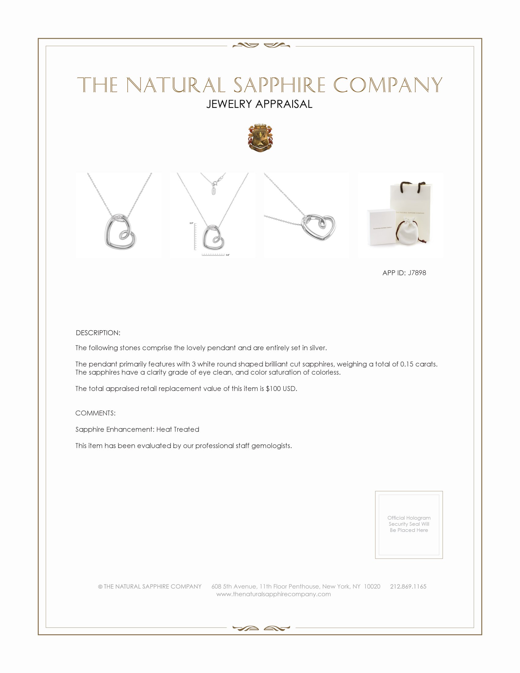 0.15 Ct. White Sapphire Accent Stones Pendant, Silver