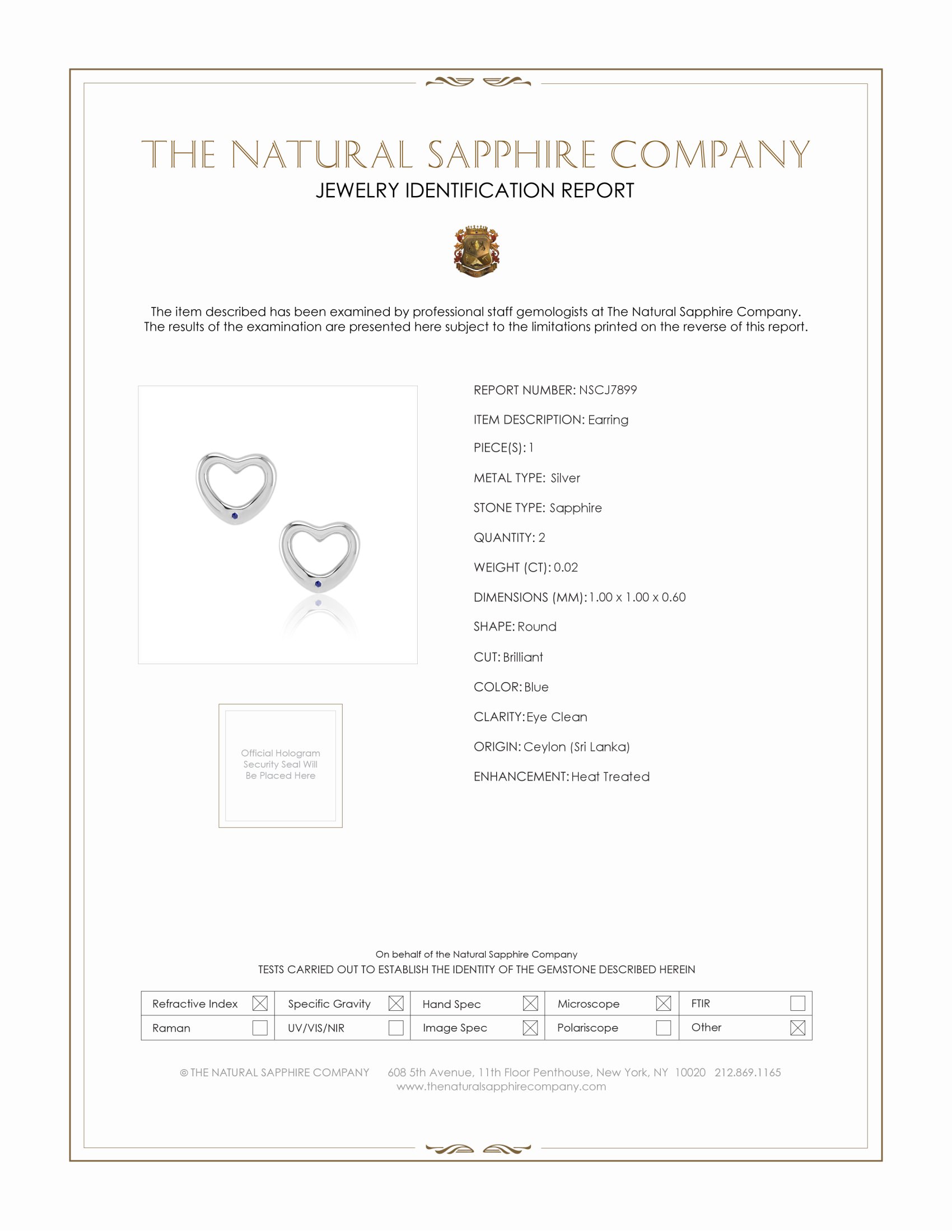 0.02 Ct.Tw. Blue Sapphire Studs Earrings, Silver