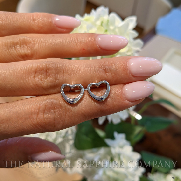 0.02 Ct.Tw. Blue Sapphire Studs Earrings, Silver