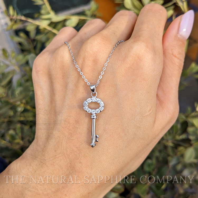 0.40 Ct. White Sapphire Accent Stones Pendant, Silver