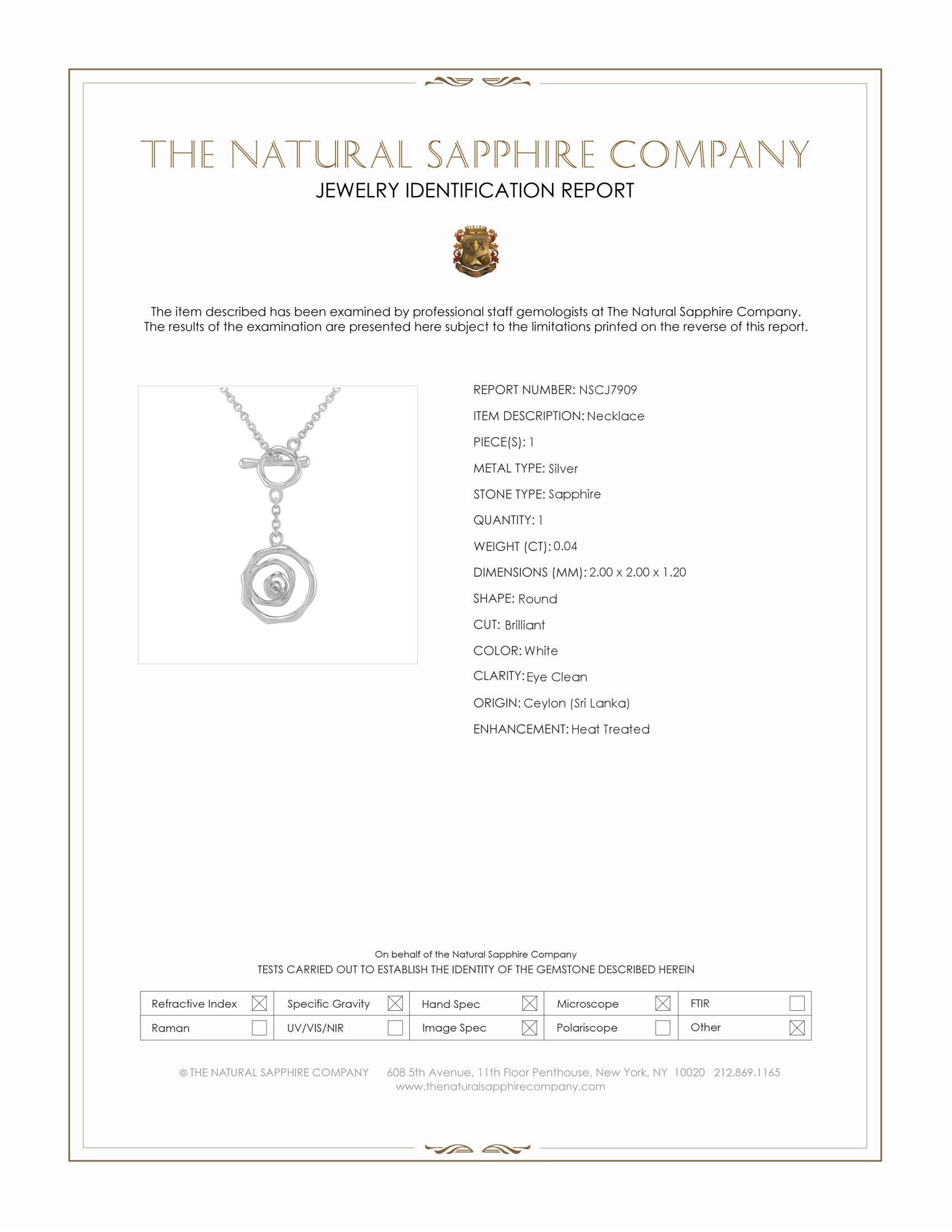 0.04 Ct. White Sapphire Accent Stones Necklace, Silver