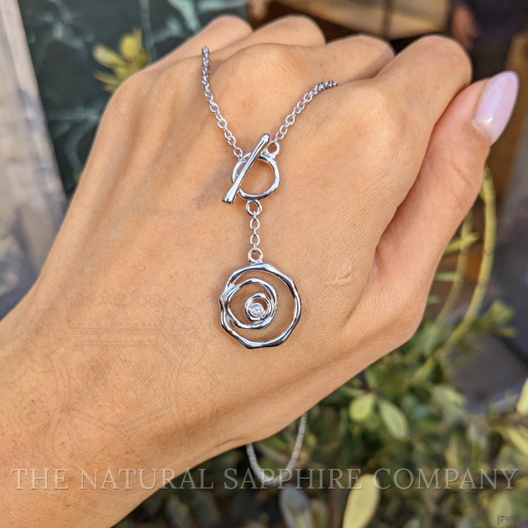 0.04 Ct. White Sapphire Accent Stones Necklace, Silver