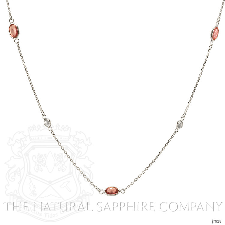2.10 Ct. Pink Sapphire and White Sapphire Accent Stones Necklace, 18K White Gold