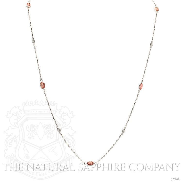 2.10 Ct. Pink Sapphire and White Sapphire Accent Stones Necklace, 18K White Gold