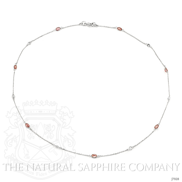 2.10 Ct. Pink Sapphire and White Sapphire Accent Stones Necklace, 18K White Gold