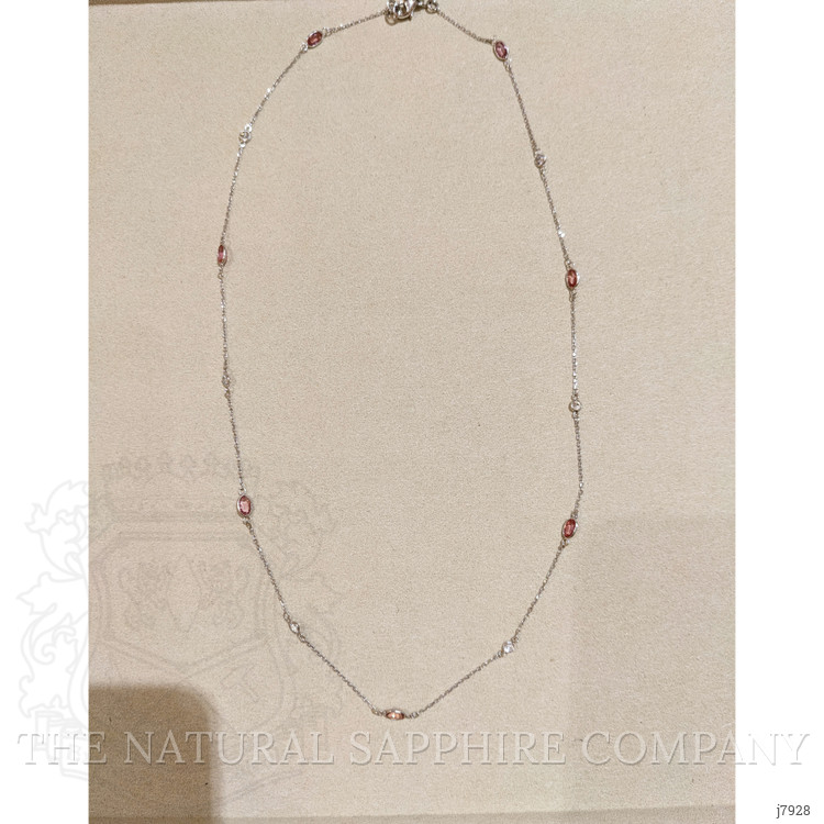 2.10 Ct. Pink Sapphire and White Sapphire Accent Stones Necklace, 18K White Gold