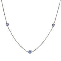 2.75 Ct. Blue Sapphire Accent Stones Necklace, 14K White Gold Video
