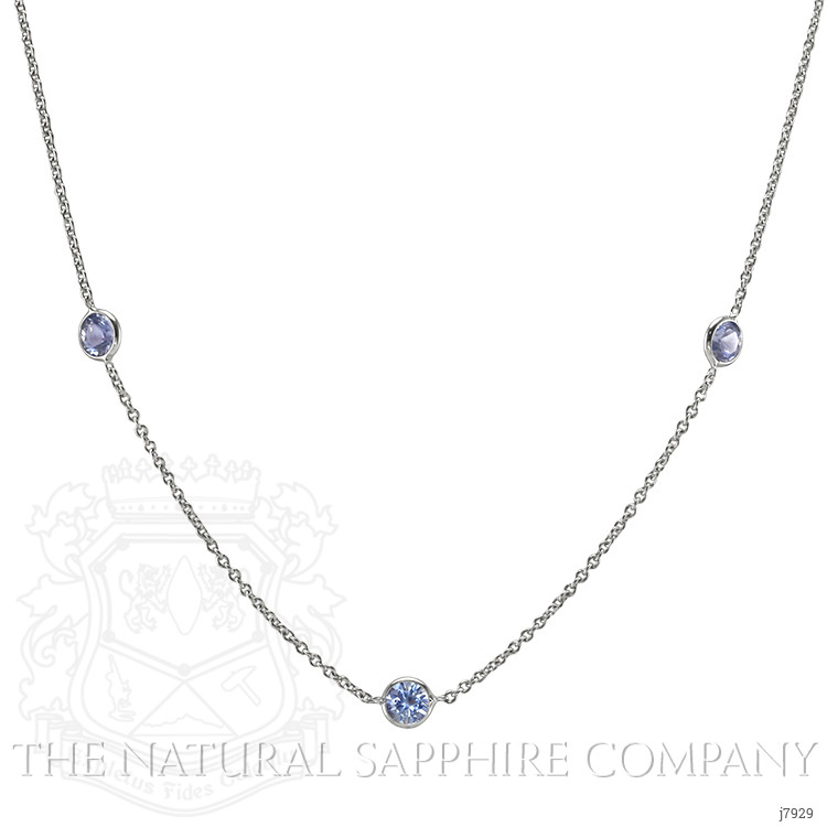2.75 Ct. Blue Sapphire Accent Stones Necklace, 14K White Gold