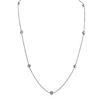 2.75 Ct. Blue Sapphire Accent Stones Necklace, 14K White Gold Image