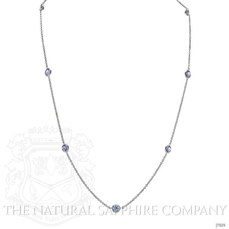 2.75 Ct. Blue Sapphire Accent Stones Necklace, 14K White Gold