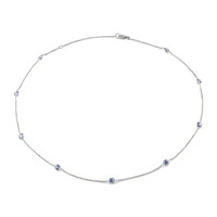 2.75 Ct. Blue Sapphire Accent Stones Necklace, 14K White Gold Image