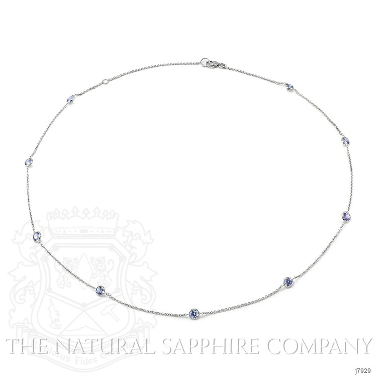2.75 Ct. Blue Sapphire Accent Stones Necklace, 14K White Gold