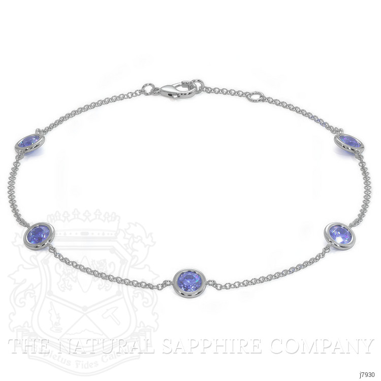 1.65 Ct.Tw. Blue Sapphire Bezel Bracelet, 14K White Gold