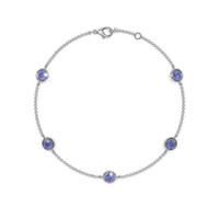1.65 Ct.Tw. Blue Sapphire Bezel Bracelet, 14K White Gold Image