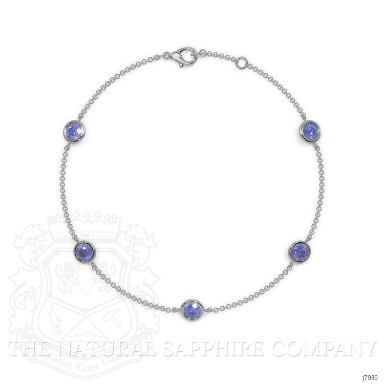 1.65 Ct.Tw. Blue Sapphire Bezel Bracelet, 14K White Gold