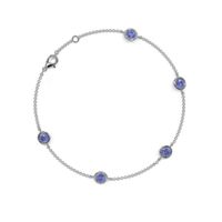 1.65 Ct.Tw.Total Carat Weight Sapphire Bezel Bracelet, 14K White Gold Image